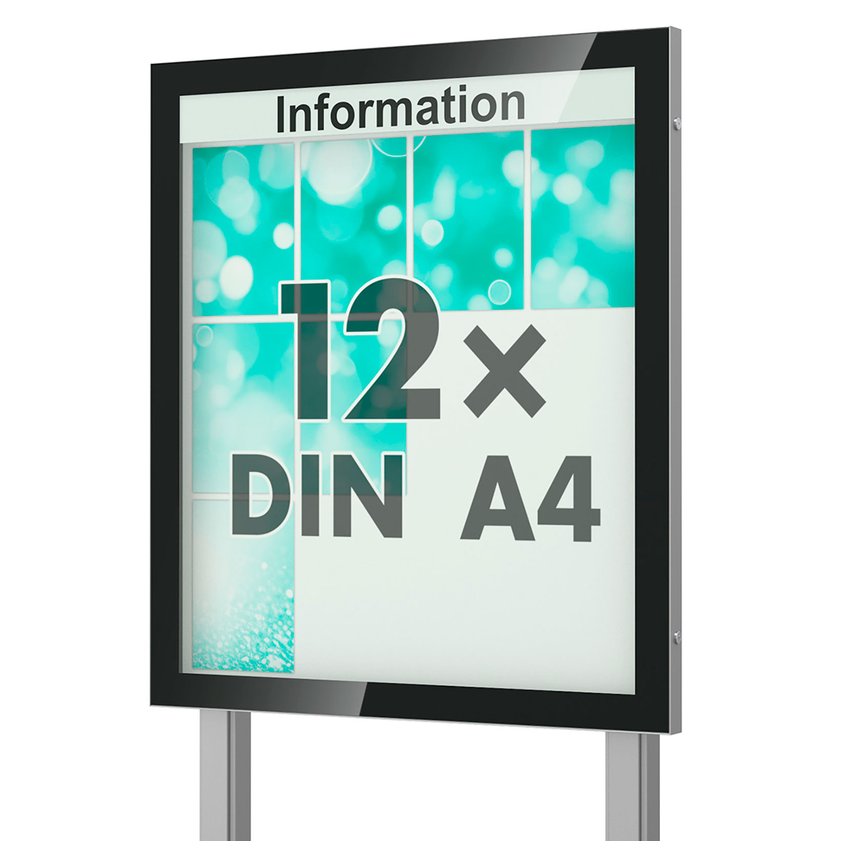 Außenschaukasten mit optionaler Beleuchtung zum Einbetonieren Schaukasten freistehend mit Ständer