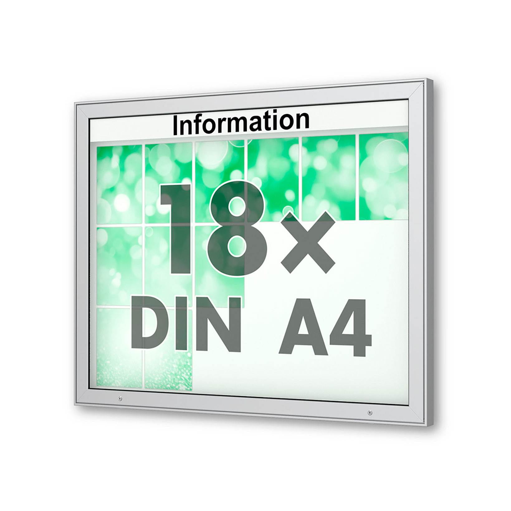 18 x DIN A4 Schaukasten Plenum eckig - der "Klassiker" - 65mm Bautiefe - Wandschaukasten mit optionaler LED-Beleuchtung